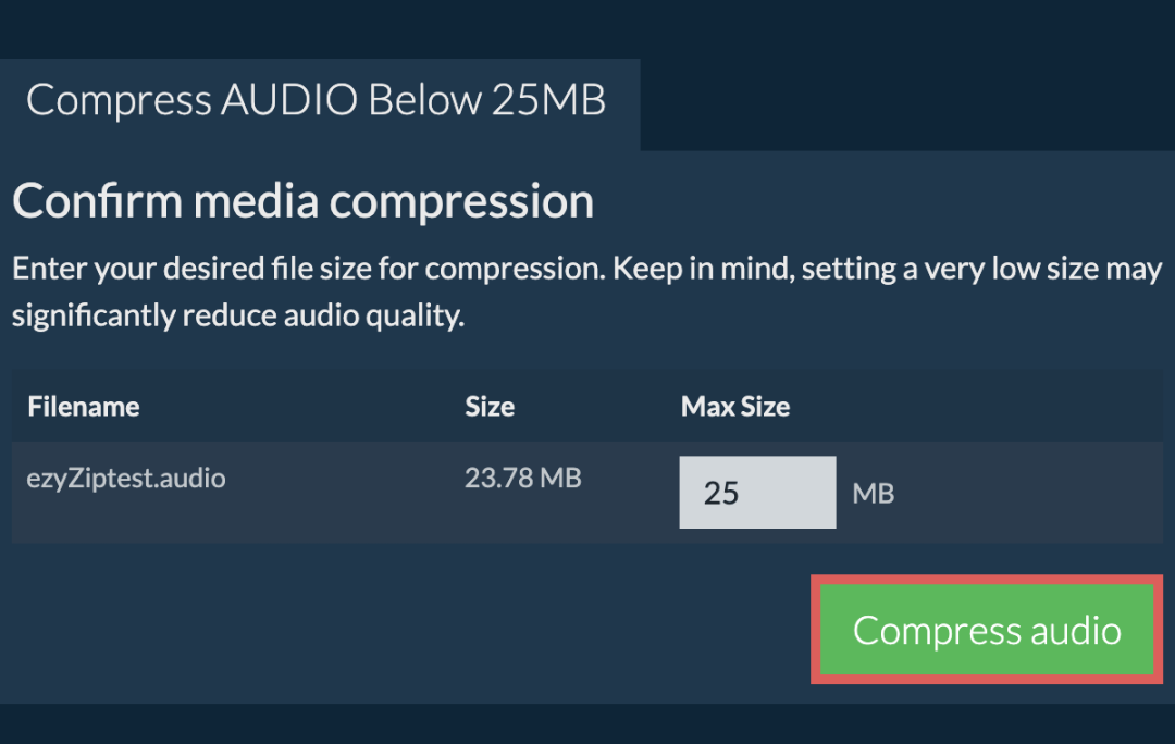 Compress AUDIO Below MB  Reduce AUDIO Size Online ! - ezyZip